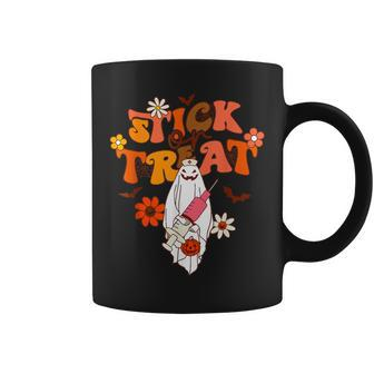 Groovy Stick Or Treat Er Tech Fall Autumn Nurse Halloween Coffee Mug