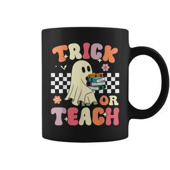Groovy Teacher Halloween Trick Or Teach Retro Floral Ghost Coffee Mug - Thegiftio UK