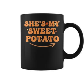 Groovy Thanksgiving Matching Couples She Is My Sweet Potato Coffee Mug - Monsterry DE