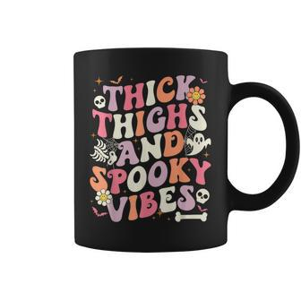 Groovy Thick Thighs Spooky Vibes Ghost Halloween Coffee Mug - Monsterry
