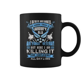 Grumpy Old Air Force Veteran Funny Army Veterans Day Gift Coffee Mug | Mazezy CA