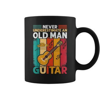 Guitar For Men Never Underestimate An Old Man Guitar Gift For Mens Coffee Mug - Seseable