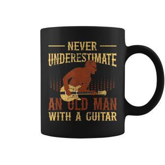 Guitarist Music Never Underestimate An Old Man With A Guitar Old Man Funny Gifts Coffee Mug | Mazezy