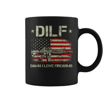 Gun American Flag Dilf - Damn I Love Firearms Coffee Mug | Mazezy