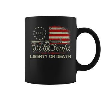 Gun Vintage American Flag Give Me Liberty Or Give Me Death Coffee Mug | Mazezy