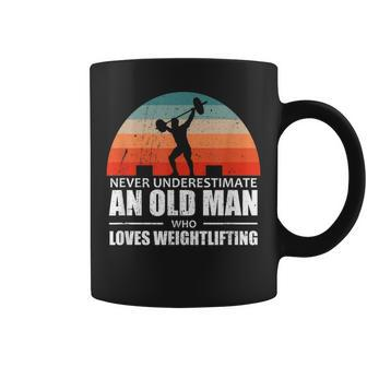 Gym Never Underestimate An Old Man Who Loves Weightlifting Gift For Mens Coffee Mug | Mazezy