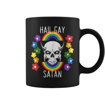 Hail Gay Satan Lgbt Goth Gay Pride Devil Skull Coffee Mug | Mazezy