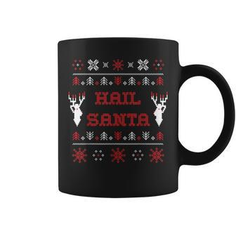 Hail Santa Heavy Metal Xmas Ugly Holiday Sweater Coffee Mug | Mazezy