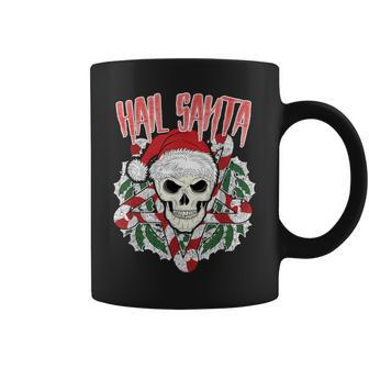 Hail Santa Ugly Christmas Skull Pentagram Coffee Mug | Mazezy