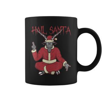 Hail Santa Ugly Christmas Sweater Rock Metal Satan Pentagram Coffee Mug - Monsterry