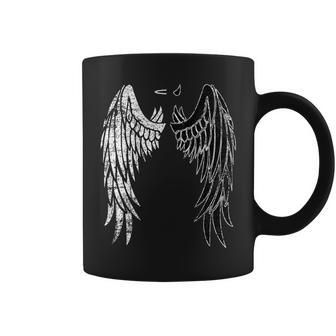 Half Angel Half Devil Back Of Distressed Wing Coffee Mug | Mazezy