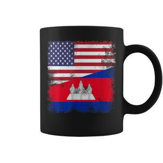 Half Cambodian Flag Vintage Cambodia Usa Coffee Mug | Mazezy DE
