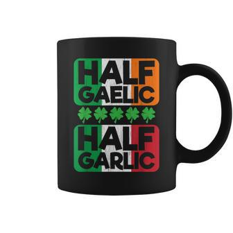 Half Gaelic Half Garlic Funny St Pattys Ireland Italy Flag Coffee Mug | Mazezy