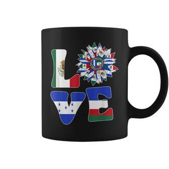 Half Mexican And Honduran Mexico Honduras Flag Sunflower Coffee Mug - Seseable