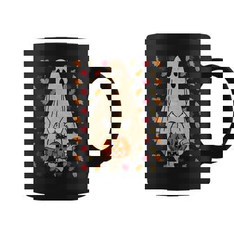 Halloween Boo Ghost Sheet Fall Leaves Pumpkin Cute Costume Halloween Coffee Mug | Mazezy