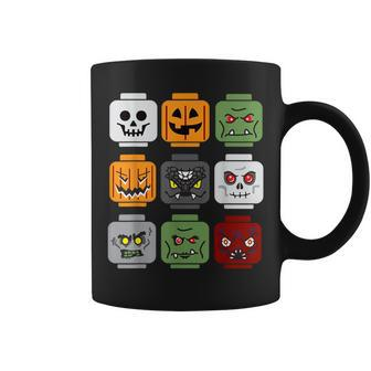 Halloween Building Brick Head Pumpkin Ghost Zombie Friends Coffee Mug - Seseable