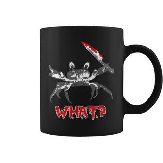Halloween Crab Holding A Bloody Knife Saying What Halloween Coffee Mug | Mazezy