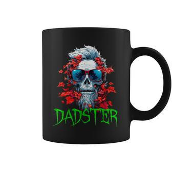 Halloween Dadster Skeleton With Red Sunglasses Dad Skull Coffee Mug - Monsterry UK