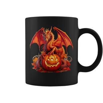 Halloween Dragon Guardian Of The Pumpkin Autumn Silhouette Coffee Mug - Monsterry UK