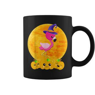 Halloween Flamingo Costume Cute Pumpkin Face Bird Lover Gift Coffee Mug | Mazezy