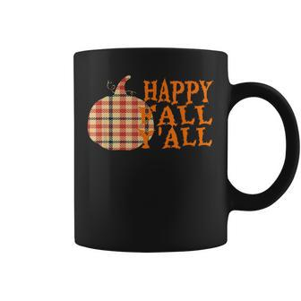 Halloween Happy Fall Y'all Plaid Pumpkin Halloween Coffee Mug | Mazezy