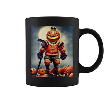 Halloween Hockey Season Pumpkin Player Coffee Mug - Seseable