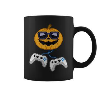 Halloween Jack O Lantern Pixelated Gaming Gamer Boys Coffee Mug - Monsterry AU