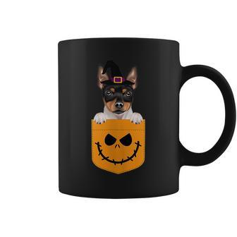 Halloween Pocket Toy Fox Terrier Scary Jack O Lantern Coffee Mug | Mazezy
