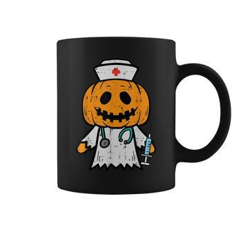 Halloween Pumpkin Nurse Cute Er Nicu Costume Scrub Top Coffee Mug - Seseable