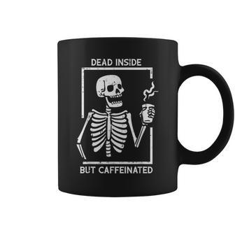 Halloween Skeleton Dead Inside Caffeinated Costume Coffee Mug - Seseable