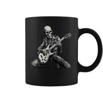 Halloween Skeleton Playing Guitar Rock And Roll Skull Coffee Mug - Seseable