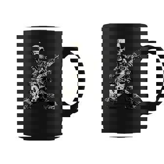 Halloween Skeleton Playing Guitar Rock And Roll Skull Coffee Mug - Seseable