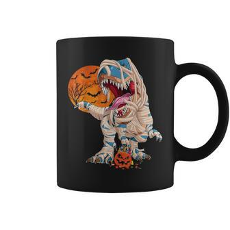 Halloween T Rex For Boys Dinosaur T Rex Mummy Pumpkin Coffee Mug - Seseable