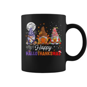 Halloween Thanksgiving Christmas Happy Hallothanksmas Gnomes Coffee Mug | Mazezy
