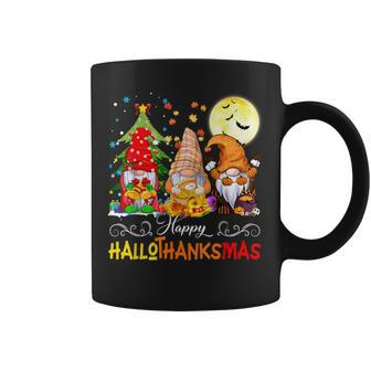 Halloween Thanksgiving Christmas Happy Hallothanksmas Gnomes Coffee Mug - Monsterry