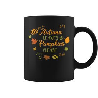 Halloween Thanksgiving Fall Autumn Leaves Pumpkin Please Halloween Coffee Mug | Mazezy