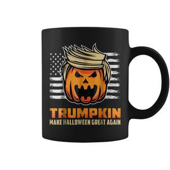 Halloween Trumpkin Vintage Us Flag Funny Trump Adult Halloween Funny Gifts Coffee Mug | Mazezy