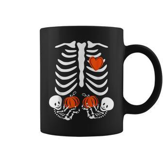 Halloween Twin Pregnant Skeleton Twins Baby Xray Rib Cage Coffee Mug | Mazezy