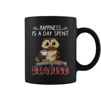 Happiness Is A Day Spent Reading Owl Coffee And Reading Book Reading Funny Designs Funny Gifts Coffee Mug | Mazezy
