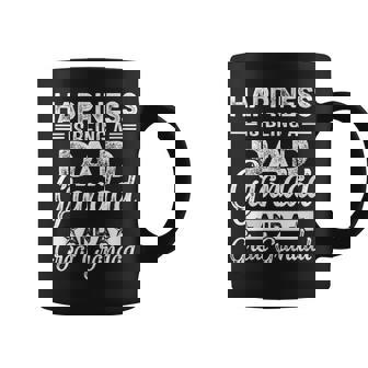 Happiness Is Being A Dad Granddad And A Great Grandad Funny Gifts For Dad Coffee Mug | Mazezy
