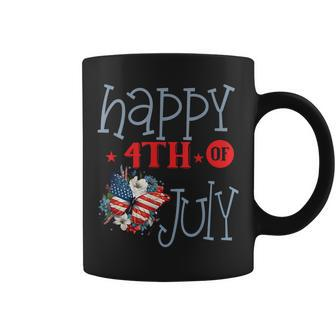 Happy 4Th Of July Usa Flag Butterfly Floral Butterfly Funny Designs Funny Gifts Coffee Mug | Mazezy
