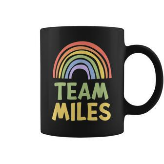 Happy Colorful Team Miles Rainbow Pride Green Yellow Coffee Mug | Mazezy