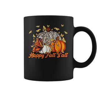 Happy Fall Y'all Pumpkin Butterfly Autumn Thanksgiving Retro Coffee Mug | Mazezy AU