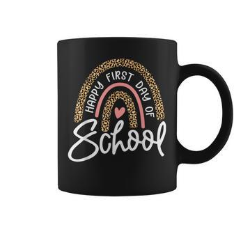 Happy First Day Of School Leopard Rainbow Back To School Coffee Mug - Seseable