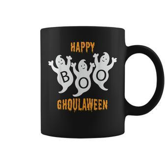 Happy Ghoulaween Halloween Cute Ghosts Trio With Boo Halloween Coffee Mug | Mazezy