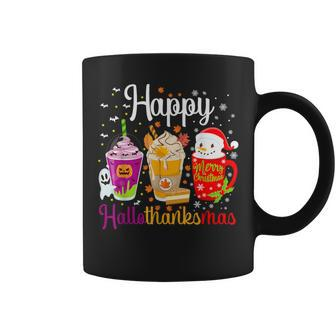 Happy Hallothanksmas Drinks Halloween Thanksgiving Christmas Coffee Mug - Seseable