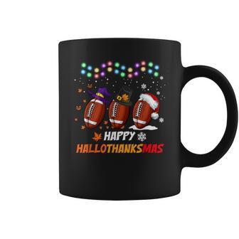 Happy Hallothanksmas Football Halloween Thanksgiving Xmas Coffee Mug - Monsterry CA
