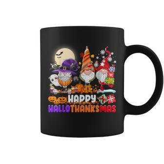 Happy Hallothanksmas Gnome Halloween Thanksgiving Christmas Coffee Mug - Monsterry DE