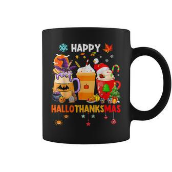 Happy Hallothanksmas Halloween Coffee Latte Thanksgiving Coffee Mug - Monsterry DE