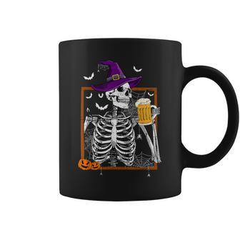 Happy Halloween Skeleton Skull Drinking Beer Coffee Mug | Mazezy